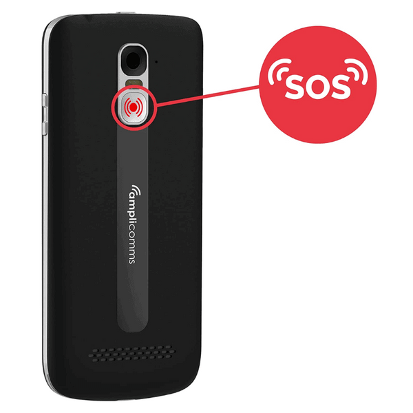 Senioren-Smartphone Amplicomms M510-C - Hinten SOS Taste